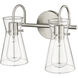 Camellia 2 Light 13.4 inch Brushed Nickel Vanity Light Wall Light